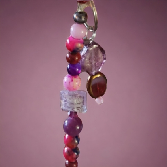 Pink & Purple Hand Crafted Keychain - Picture 5 of 9